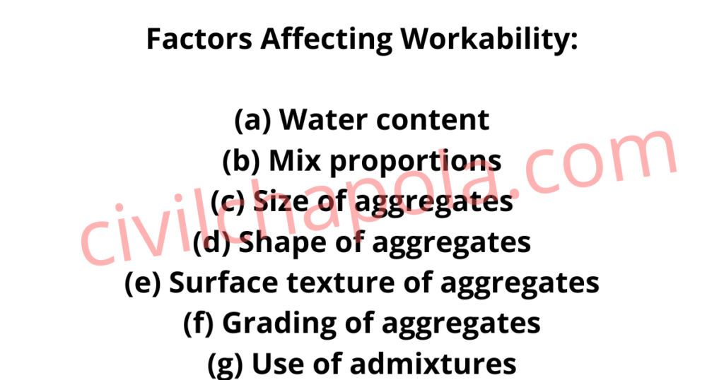 Factors Affecting Workability: